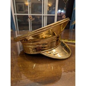 Funk Plus Gold Metallic Captain Hat Shiny Vinyl Peaked Cap Clubwear